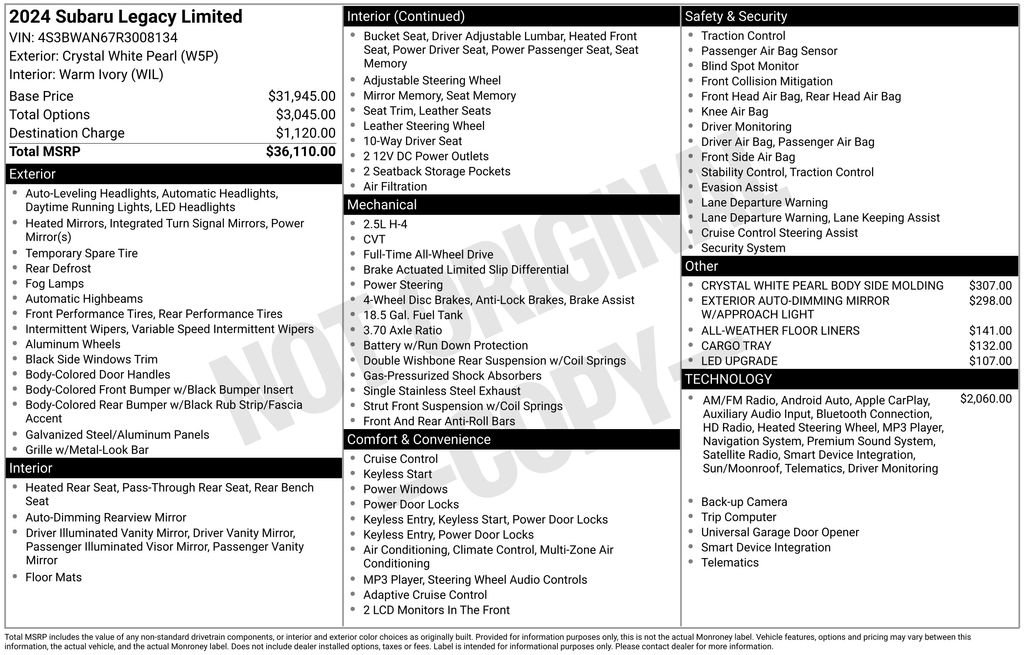 Used 2024 Subaru Legacy Limited image 43