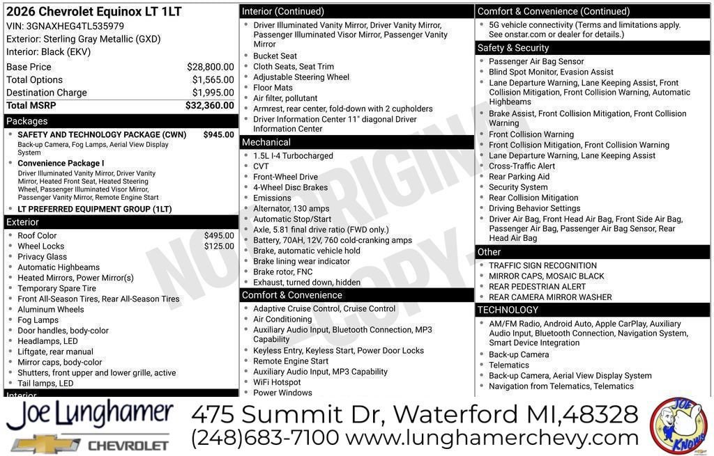 New 2026 Chevrolet Equinox LT w/ Safety and Technology Package FWD image 27