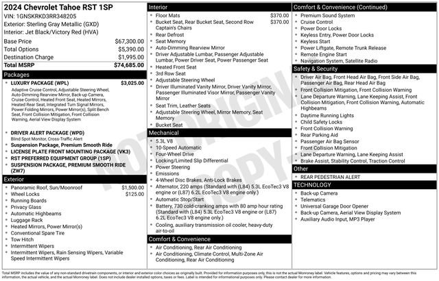 Used 2024 Chevrolet Tahoe RST w/ Luxury Package image 16