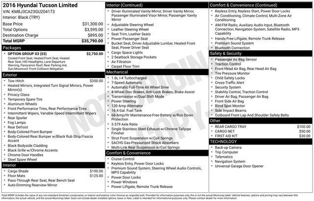 Used 2016 Hyundai Tucson Limited w/ Option Group 03 AWD/4WD image 28