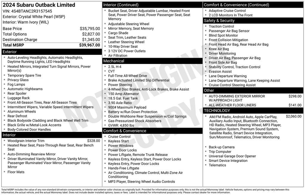 Used 2024 Subaru Outback Limited image 15