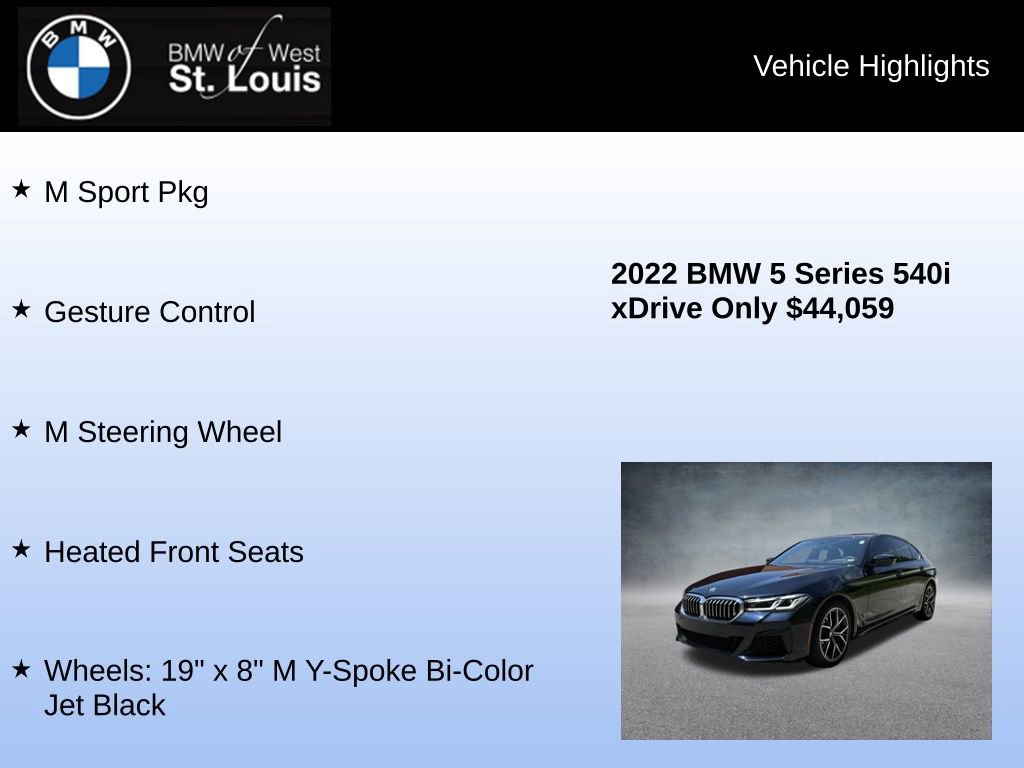 Used 2022 BMW 540i xDrive w/ M Sport Package image 24