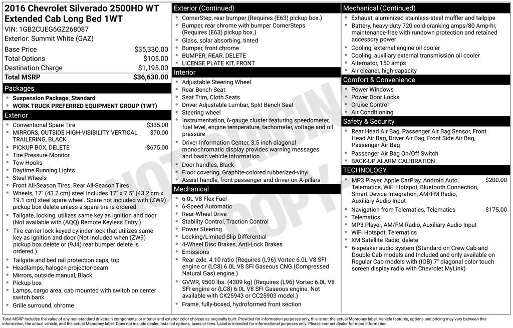 Used 2016 Chevrolet Silverado 2500 W/T RWD image 12