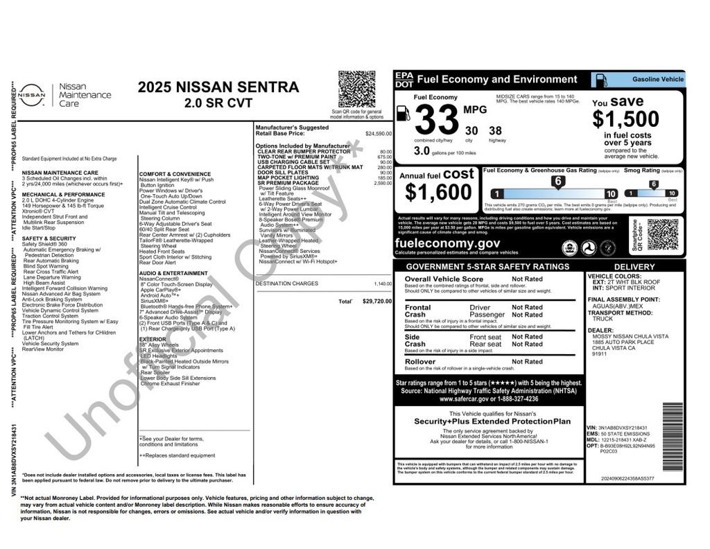 Used 2025 Nissan Sentra SR w/ SR Premium Package FWD image 2