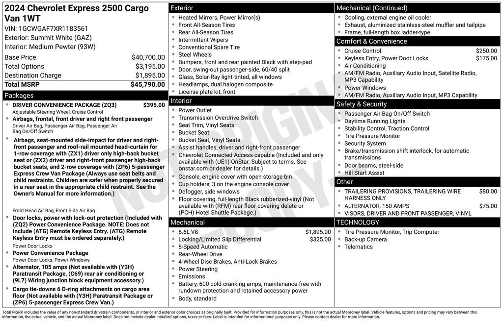 Used 2024 Chevrolet Express 2500 w/ Driver Convenience Package image 21