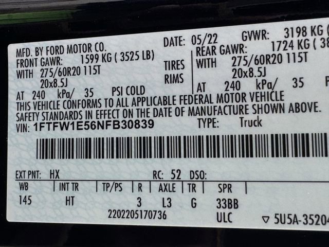Certified 2022 Ford F150 Lariat w/ Equipment Group 502A High AWD/4WD image 37