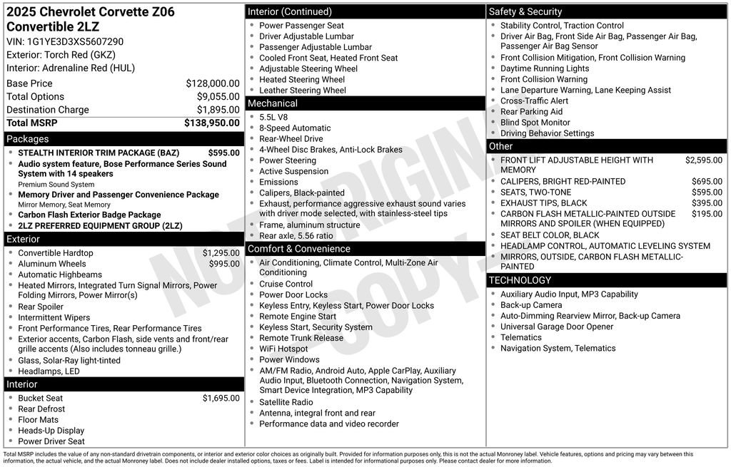 Used 2025 Chevrolet Corvette Z06 w/ Stealth Interior Trim Package image 2