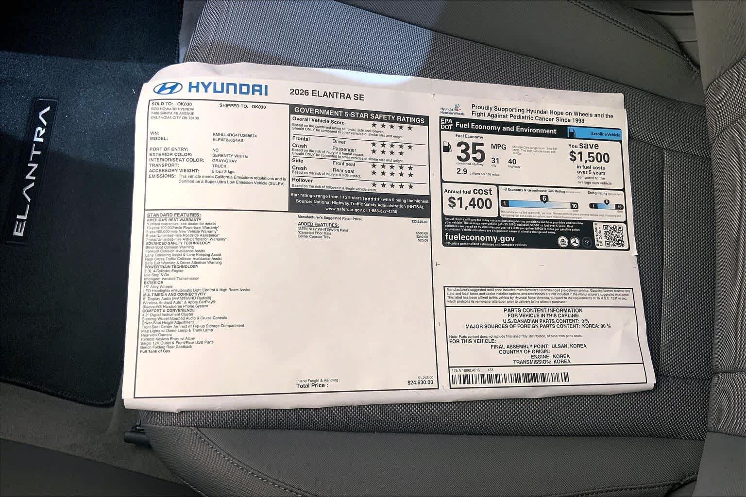 New 2026 Hyundai Elantra SE FWD image 18