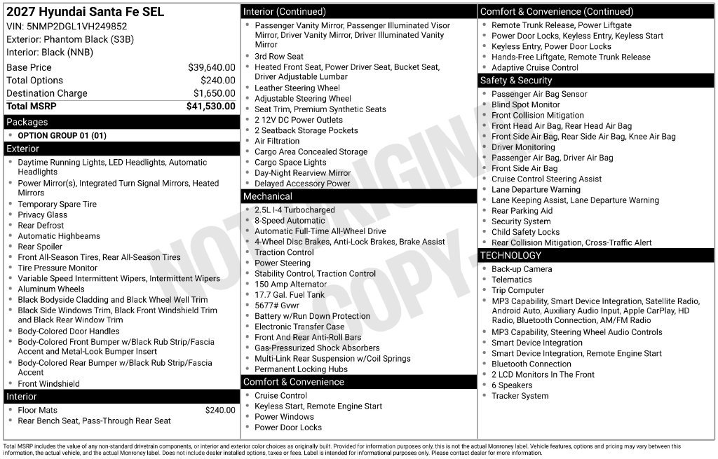 New 2027 Hyundai Santa Fe SEL AWD/4WD image 4