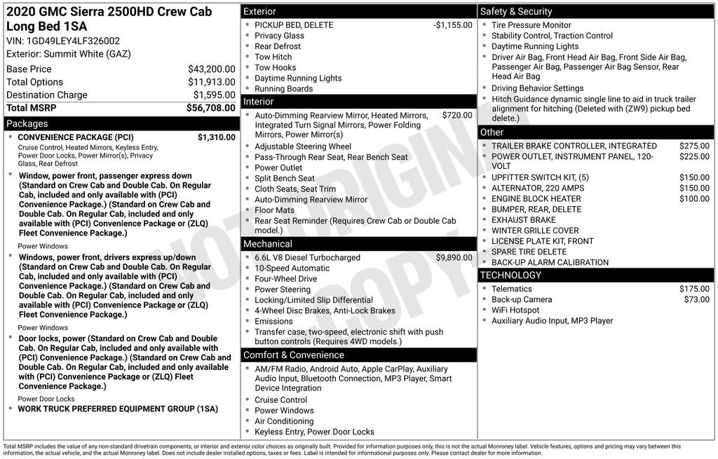 Used 2020 GMC Sierra 2500 4x4 Crew Cab w/ Convenience Package image 16
