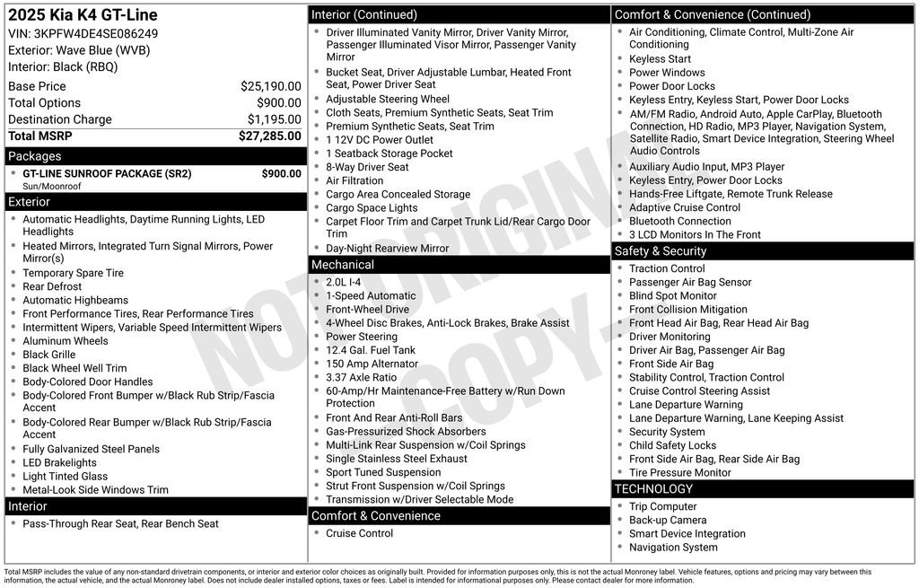 Certified 2025 Kia K4 GT-Line w/ GT-Line Sunroof Package image 10