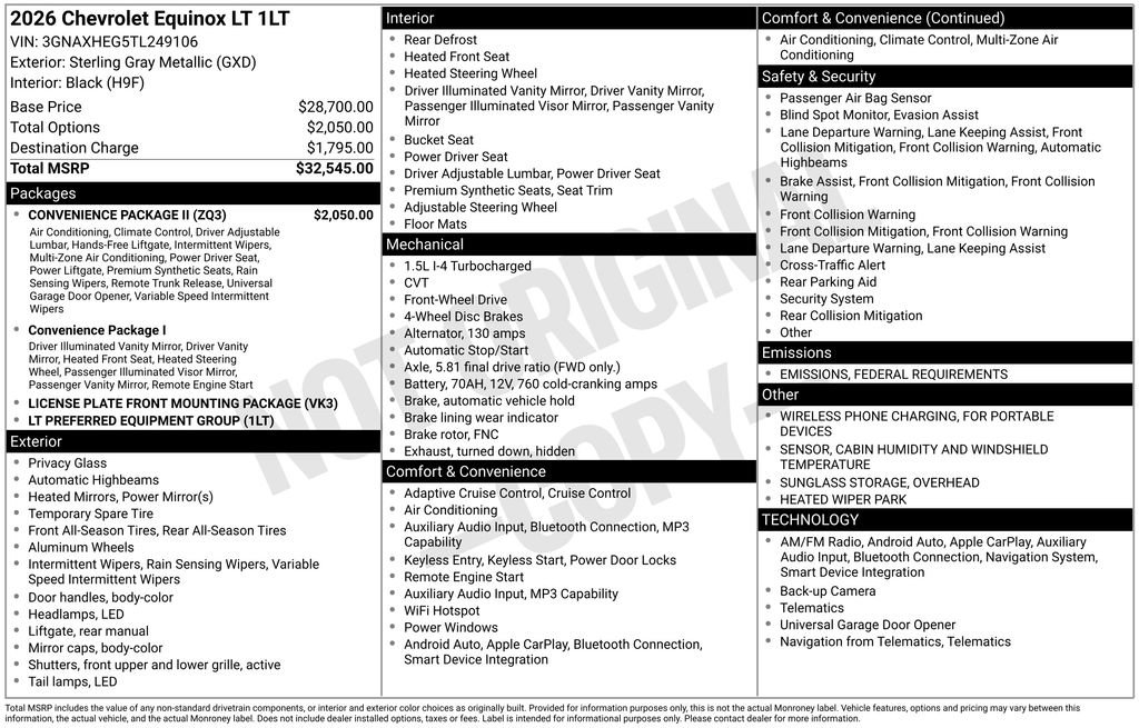 New 2026 Chevrolet Equinox LT w/ Convenience Package II image 9