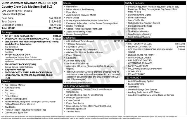Used 2022 Chevrolet Silverado 2500 High Country w/ Z71 Off-Road Package AWD/4WD image 45