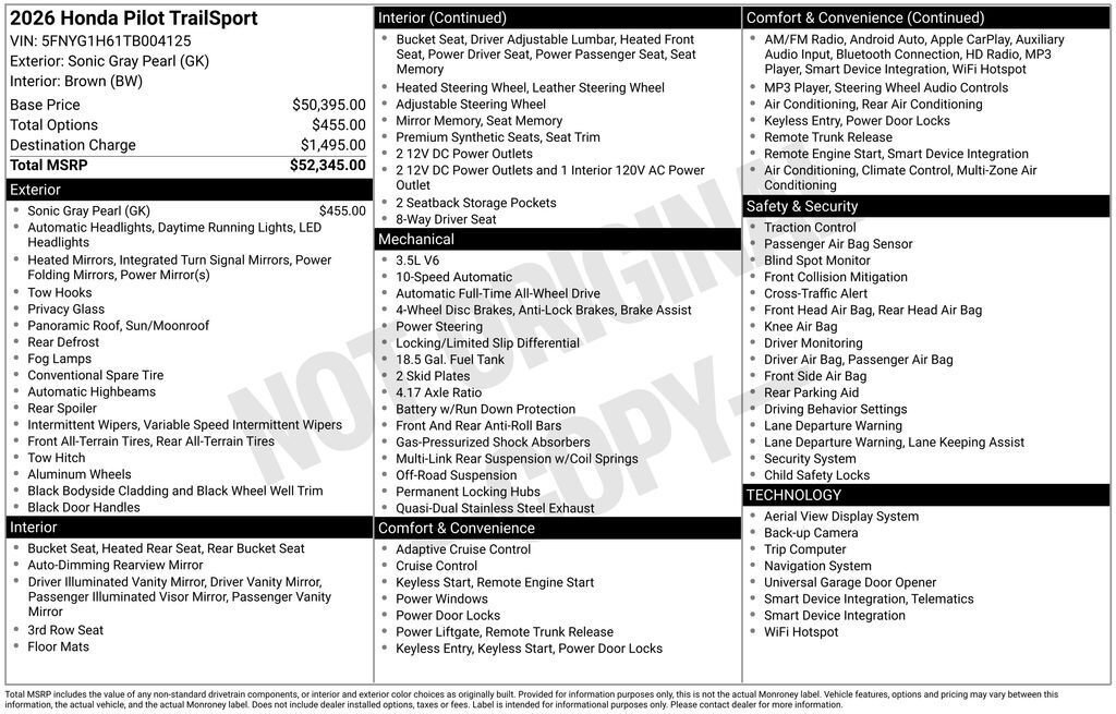 New 2026 Honda Pilot TrailSport image 4