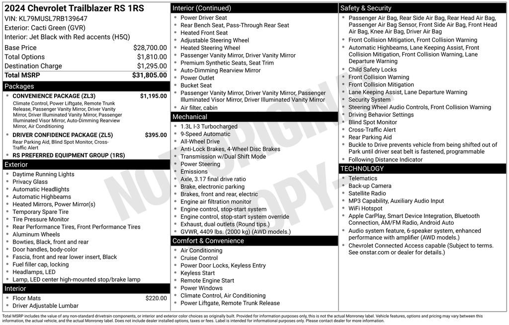 Certified 2024 Chevrolet TrailBlazer RS w/ Convenience Package image 3