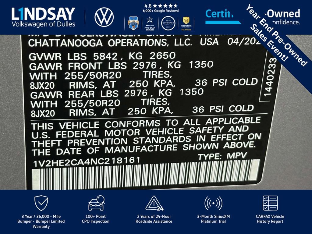 Certified 2022 Volkswagen Atlas Cross Sport SE image 27