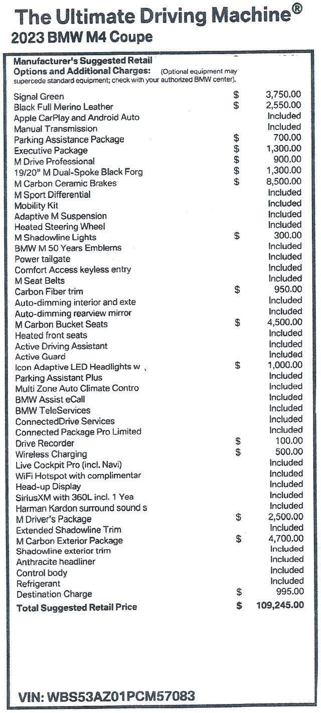 Used 2023 BMW M4 Coupe w/ M Carbon Exterior Package RWD image 23
