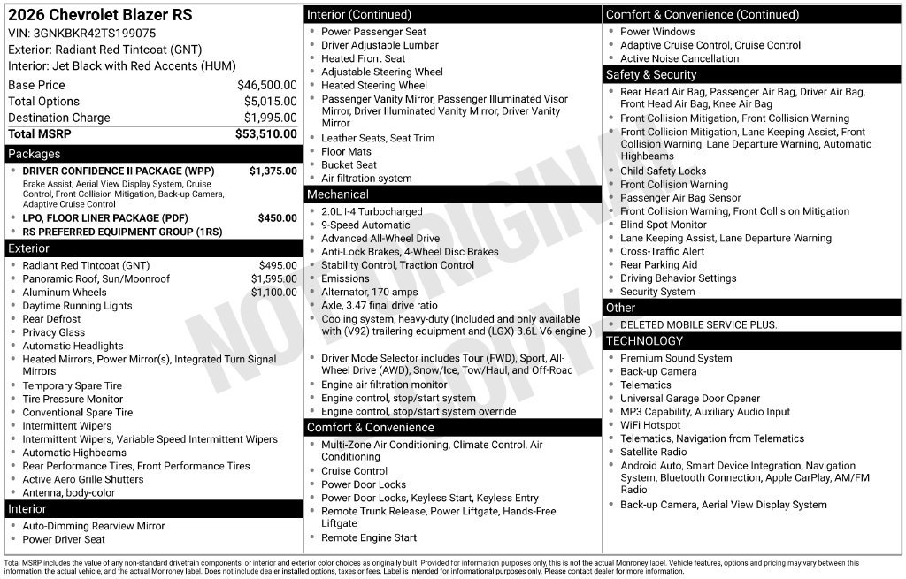 New 2026 Chevrolet Blazer RS w/ Driver Confidence II Package AWD/4WD image 4