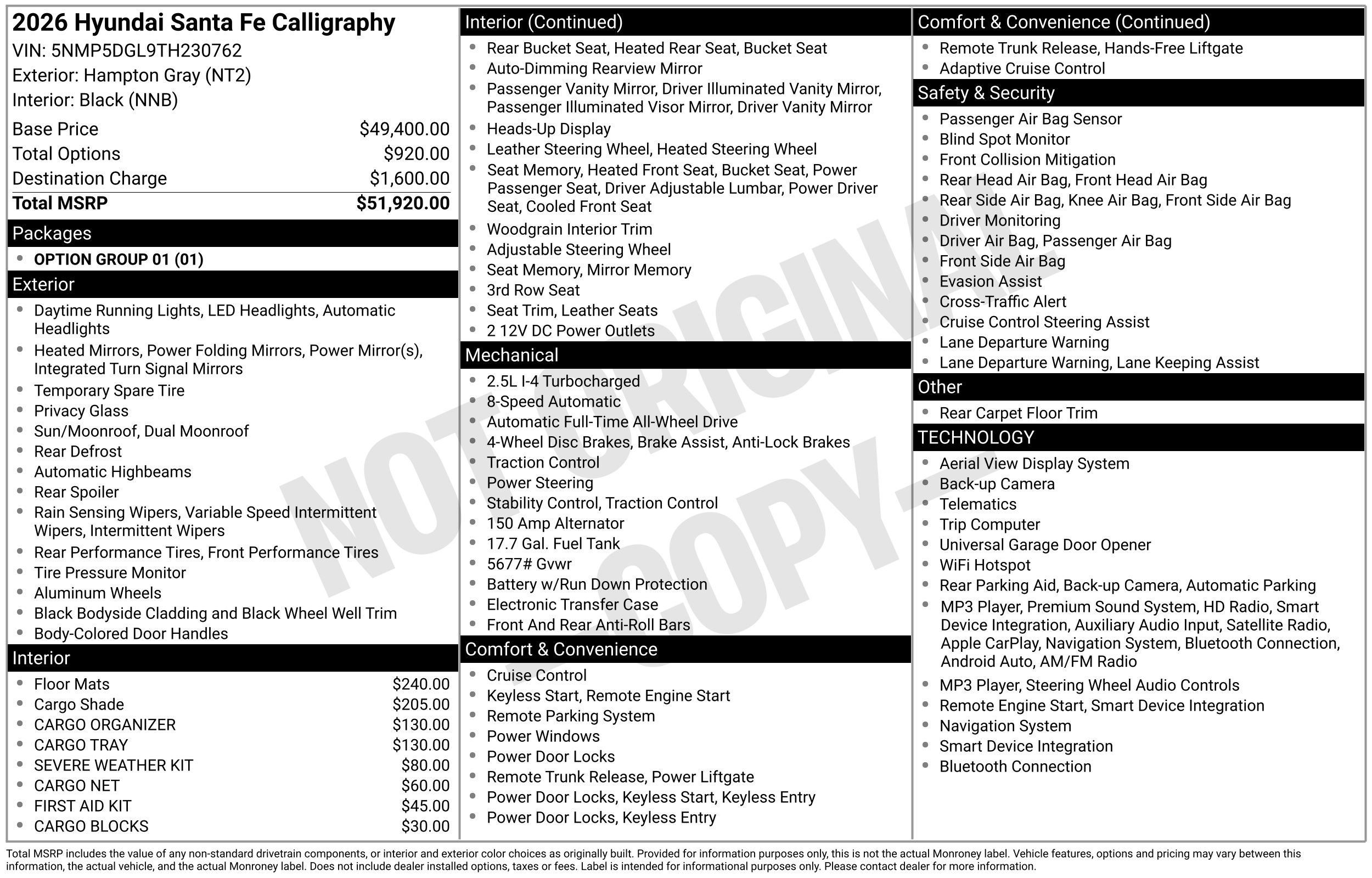 New 2026 Hyundai Santa Fe Calligraphy AWD/4WD image 3