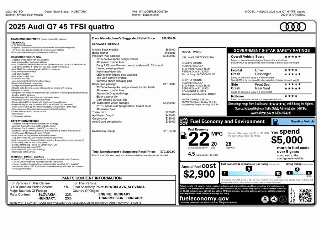Used 2025 Audi Q7 2.0T Premium Plus w/ Premium Plus Package image 2