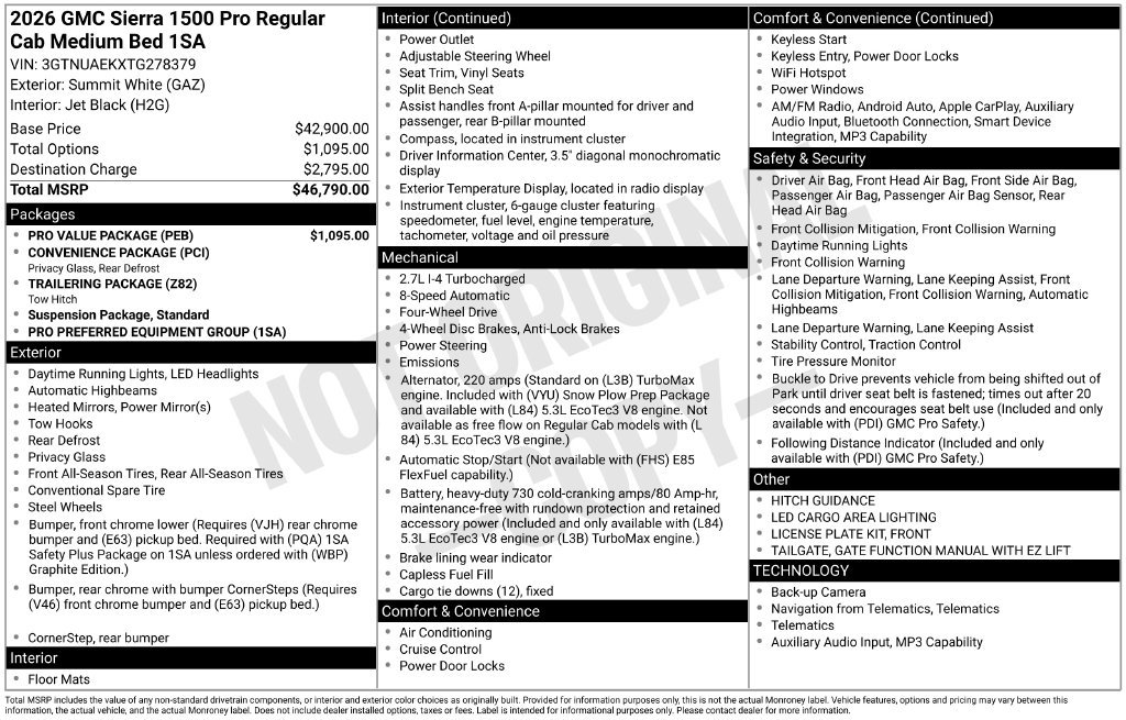 New 2026 GMC Sierra 1500 Pro w/ Pro Value Package AWD/4WD image 52