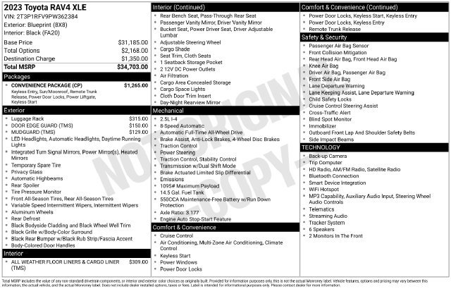 Used 2023 Toyota RAV4 XLE w/ Convenience Package AWD/4WD image 33