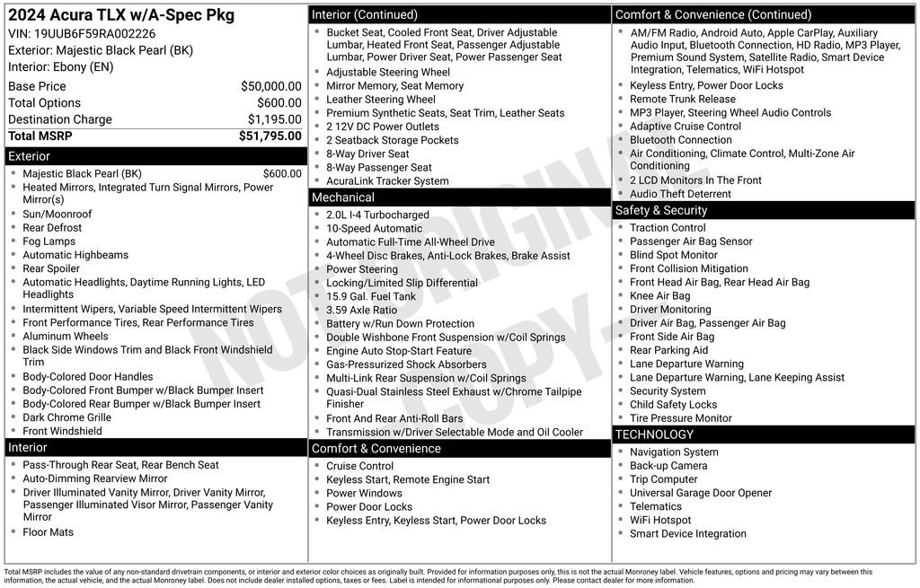 Certified 2024 Acura TLX SH-AWD w/ A-SPEC Pkg image 3