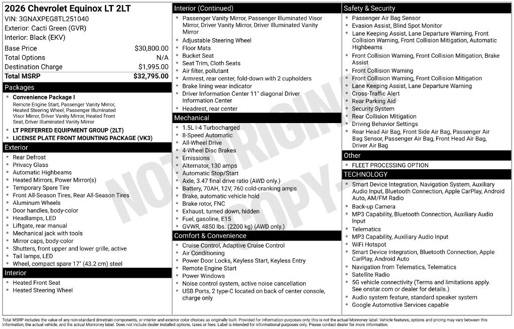 Used 2026 Chevrolet Equinox LT AWD/4WD image 2