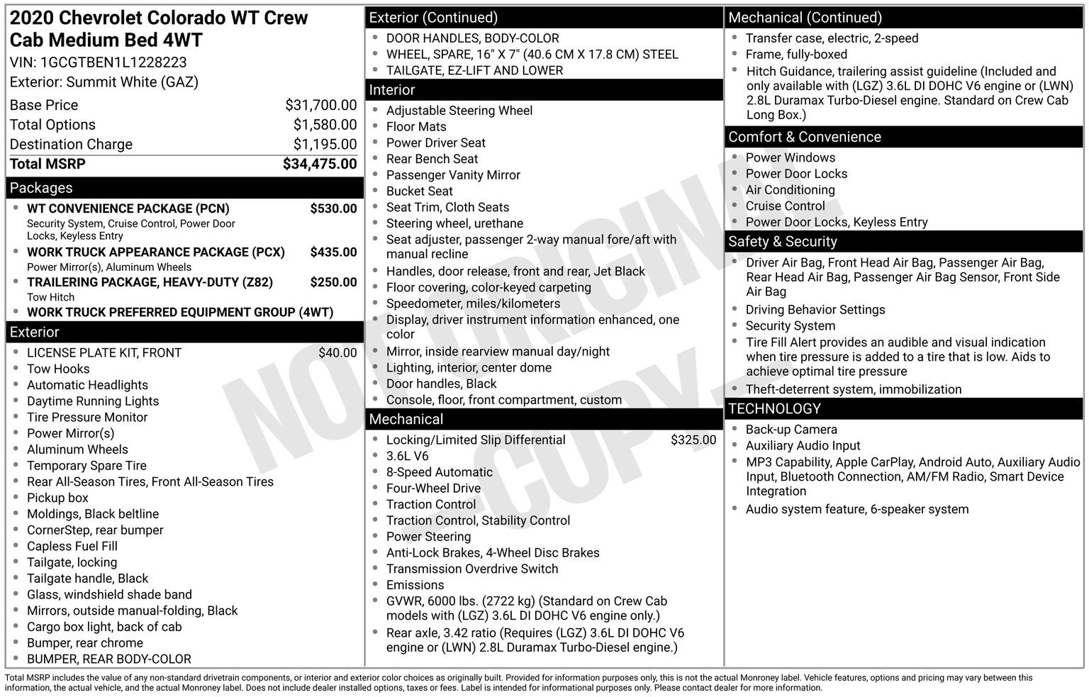 Used 2020 Chevrolet Colorado W/T w/ WT Convenience Package AWD/4WD image 34