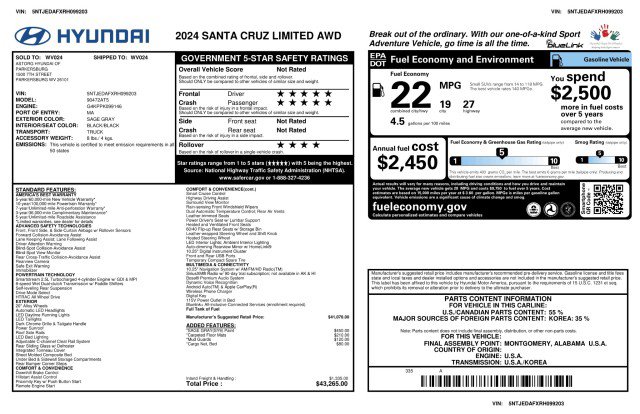 Used 2024 Hyundai Santa Cruz Limited AWD/4WD image 3
