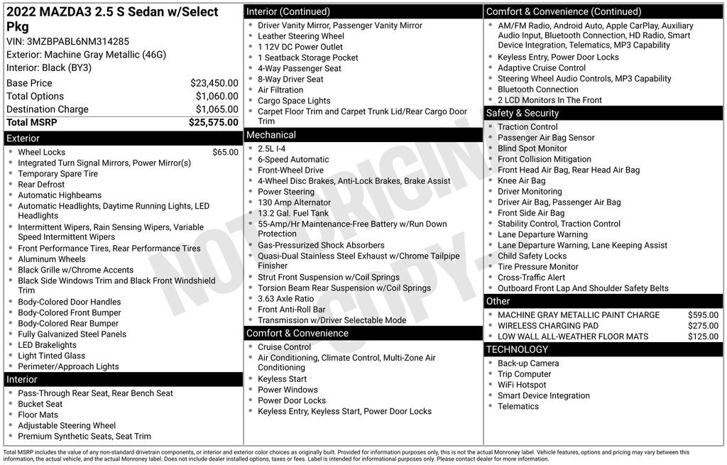 Certified 2022 MAZDA MAZDA3 s FWD image 25