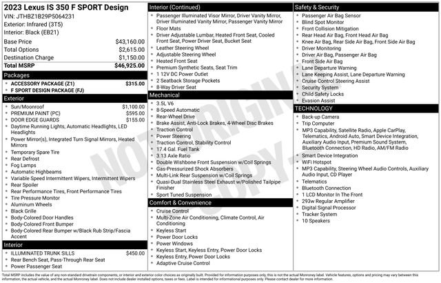 Used 2023 Lexus IS 350 F Sport w/ Accessory Package RWD image 37