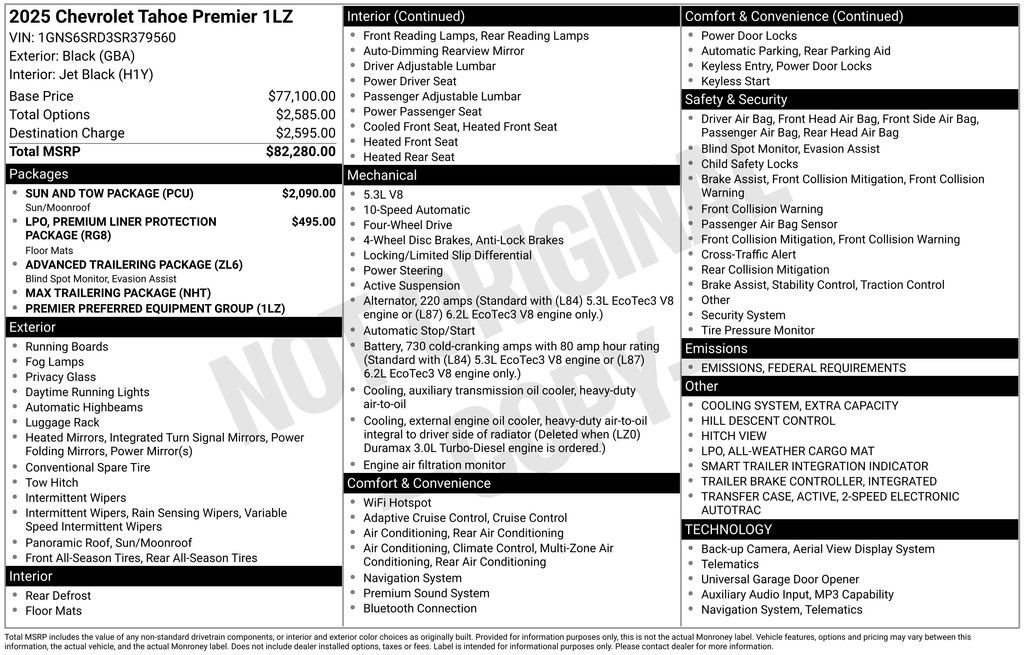 New 2025 Chevrolet Tahoe Premier w/ Sun And Tow Package image 7