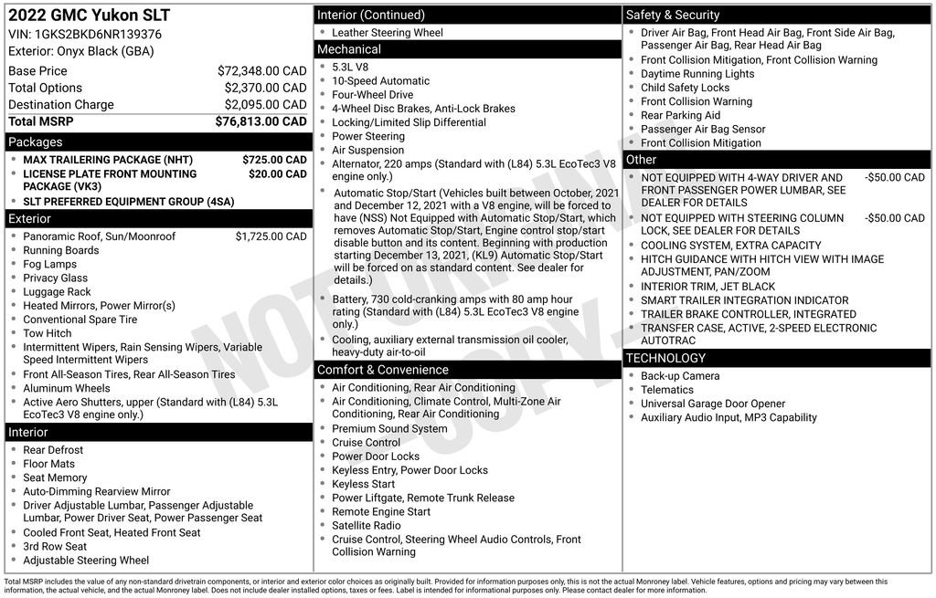 Used 2022 GMC Yukon SLT w/ Max Trailering Package AWD/4WD image 24