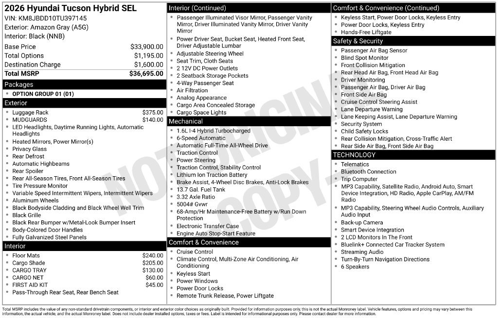 New 2026 Hyundai Tucson SEL AWD/4WD image 4