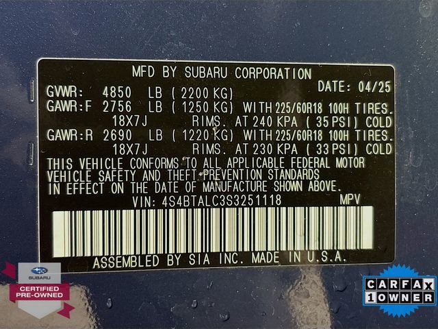 Certified 2025 Subaru Outback Onyx Edition AWD/4WD image 33