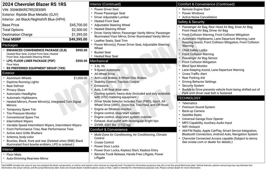 Used 2024 Chevrolet Blazer RS w/ Enhanced Convenience Package AWD/4WD image 10