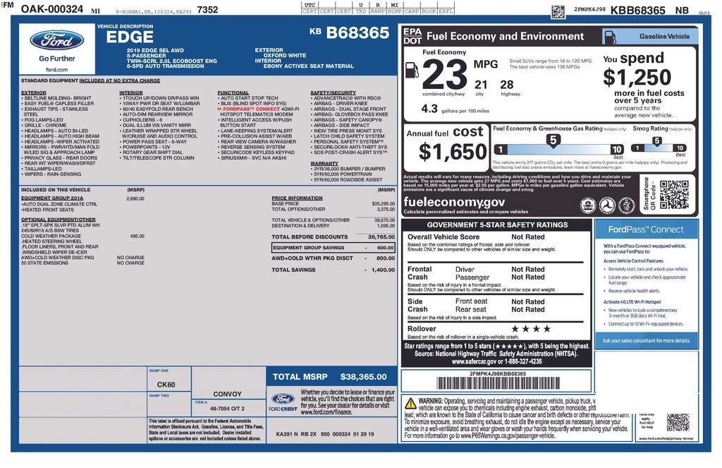 Used 2019 Ford Edge SEL w/ Equipment Group 201A AWD/4WD image 41