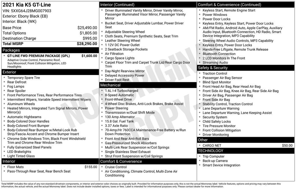 Used 2021 Kia K5 GT-Line w/ GT-Line FWD Premium Package image 15