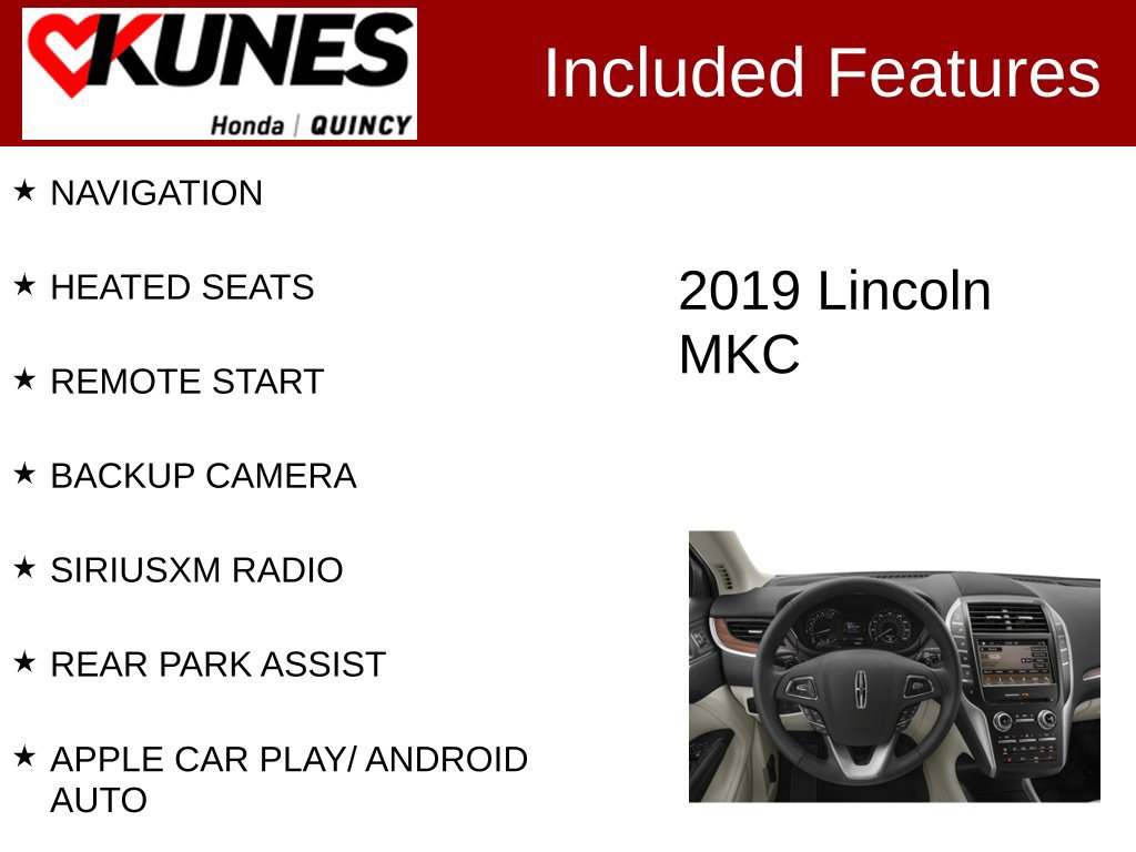 Used 2019 Lincoln MKC Select w/ Select Plus Package FWD image 2