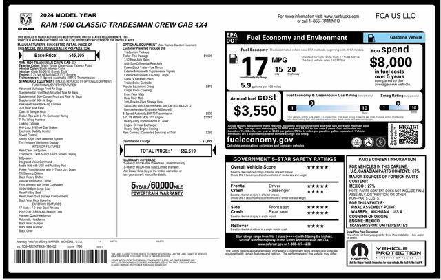 New 2024 RAM 1500 Tradesman w/ Popular Equipment Group