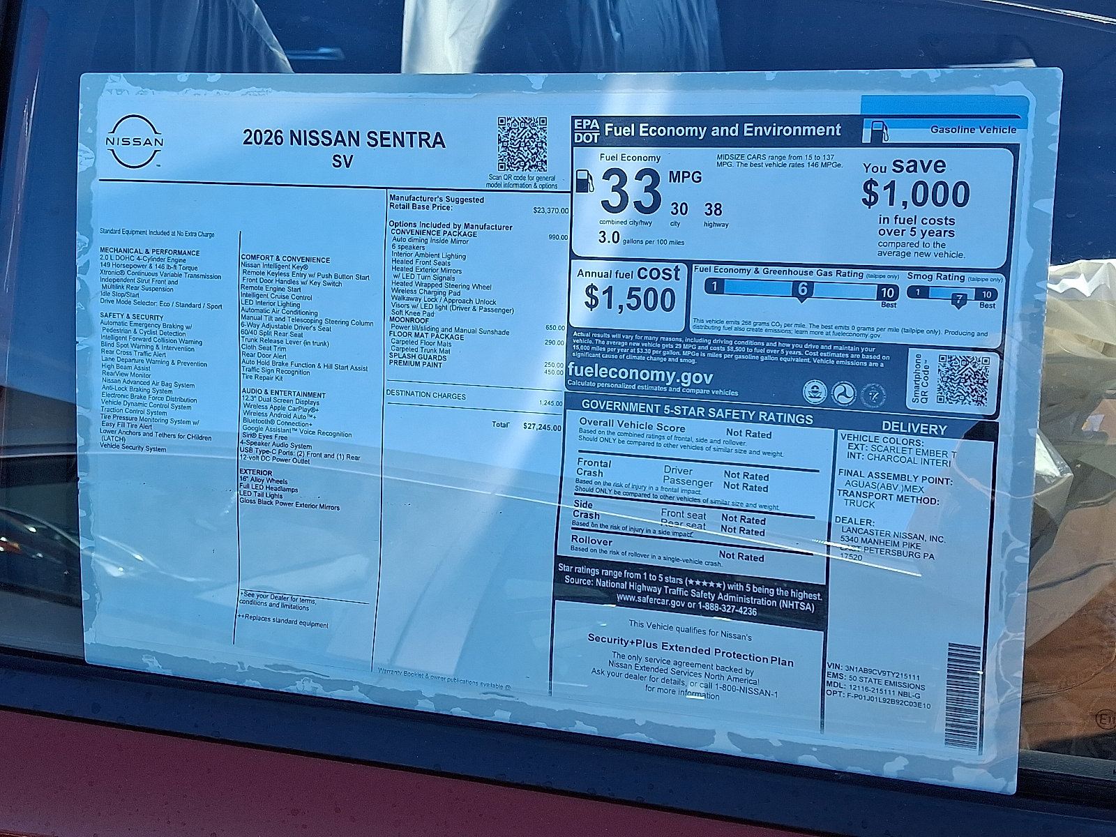 New 2026 Nissan Sentra SV w/ SV Convenience Package image 6