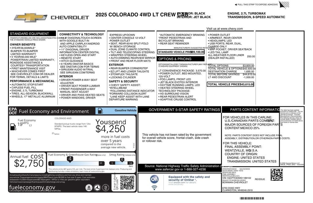 Used 2025 Chevrolet Colorado LT w/ LT Convenience Package AWD/4WD image 10