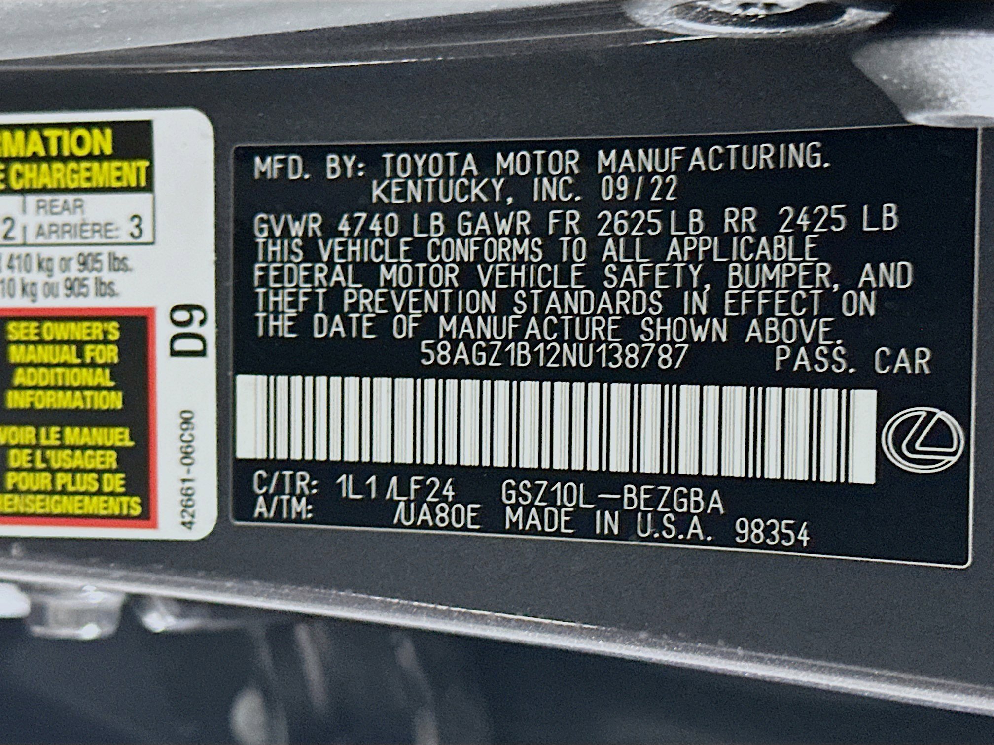 Used 2022 Lexus ES 350 F Sport image 12