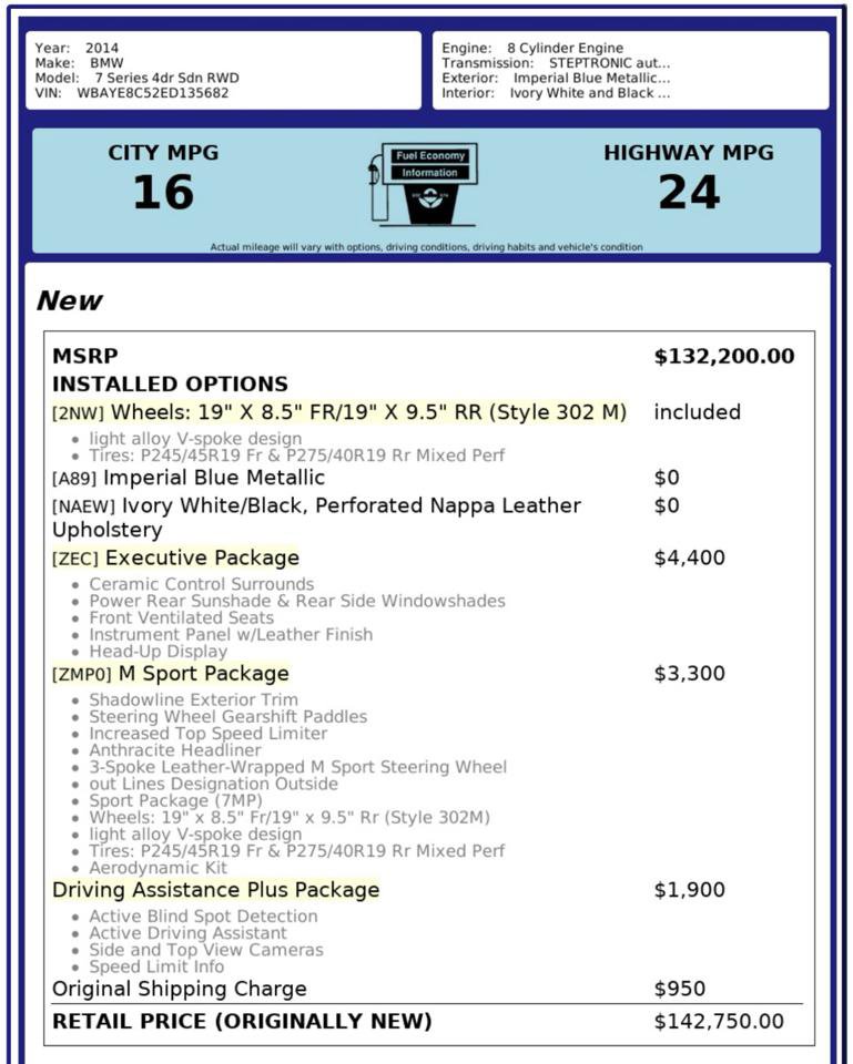 Used 2014 BMW 750Li RWD image 4