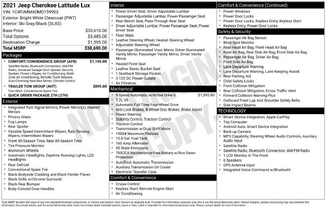 Used 2021 Jeep Cherokee Latitude Lux w/ Comfort/Convenience Group AWD/4WD image 15