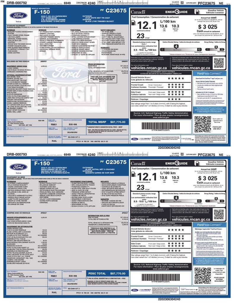 Used 2023 Ford F150 Lariat w/ Equipment Group 502A High image 2
