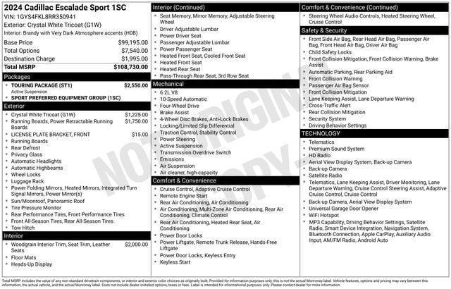 Certified 2024 Cadillac Escalade Sport w/ Touring Package AWD/4WD image 34