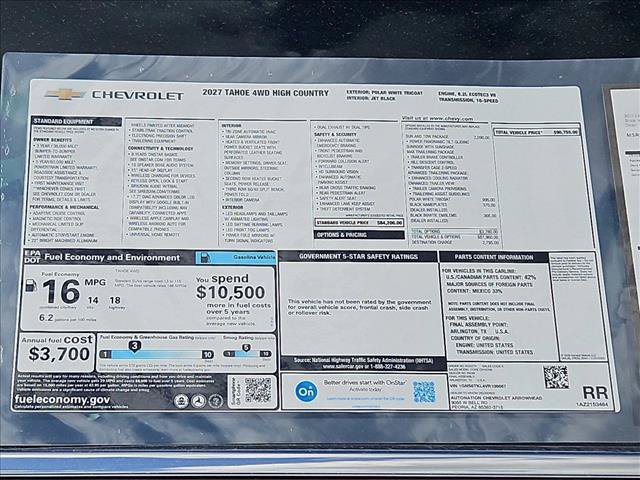 New 2027 Chevrolet Tahoe High Country w/ Sun And Tow Package AWD/4WD image 17