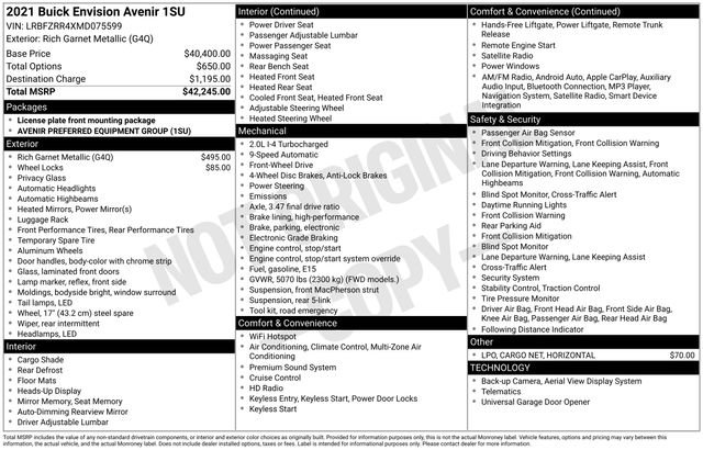 Used 2021 Buick Envision Avenir image 31
